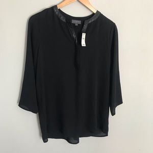 NWT The Limited black blouse w/“leather” trim
